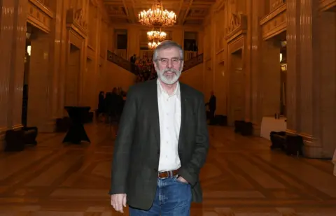 Reuters Gerry Adams on his last night as leader