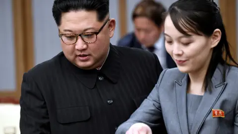 Reuters North Korean leader Kim Jong Un and his sister Kim Yo Jong attend a meeting with South Korean President Moon Jae-in at the Peace House at the truce village of Panmunjom inside the demilitarized zone separating the two Koreas, South Korea, April 27, 2018