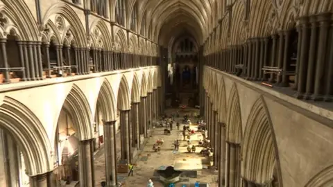 BBC The inside of Salisbury Cathedral