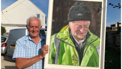 BBC Gower farmer John Tucker with the portrait