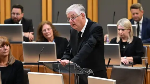 Senedd Cymru/Welsh Parliament Mark Drakeford addressing the Senedd on Sunday