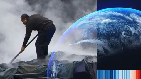 BBC Graphic composite of man working with coal