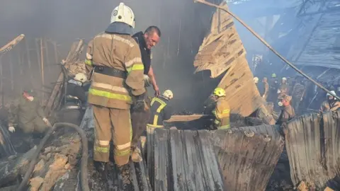 Ukraine Emergency Services Firefighter in the shopping mall