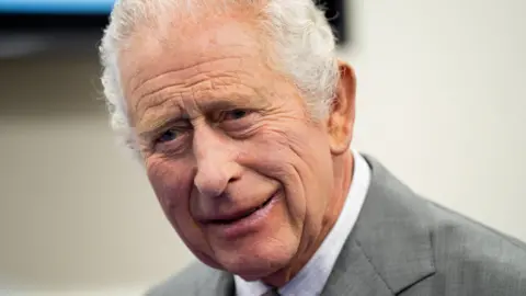 BBC King Charles pictured wearing a grey suit