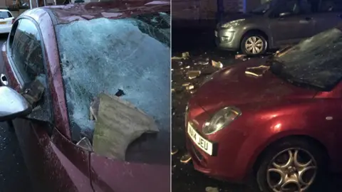 Tyler Jewers Car damaged in Gateshead