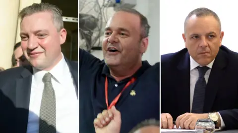 AFP Collage composite of Konrad Mizzi, Chris Cardona and Keith Schembri (left to right)