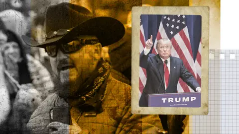 News2Share/Getty Images Stewart Rhodes with inset of Donald Trump