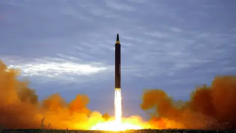Getty Images North Korea launches intermediate-range strategic ballistic rocket