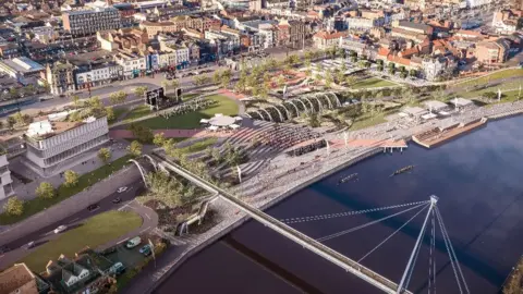 Ryder Architecture/Stockton Council Artist's impression of riverside park