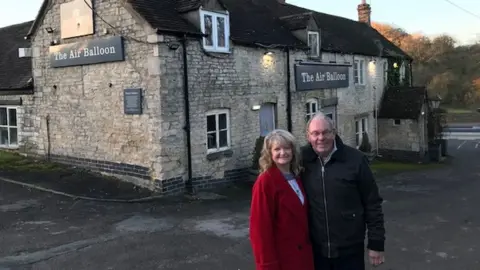 Peter and Linda Harmer outside The Air Balloon