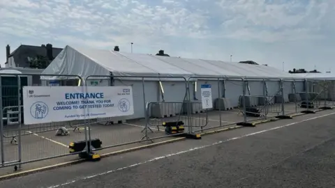 Coronavirus test centre at Beach Coach Park, Great Yarmouth