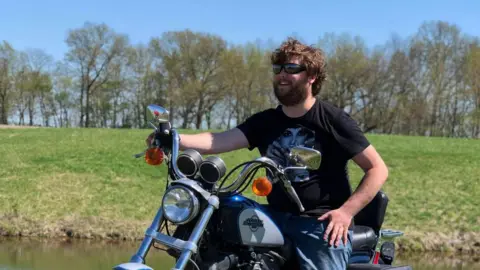 Cope family Clayton Cope on a motorbike