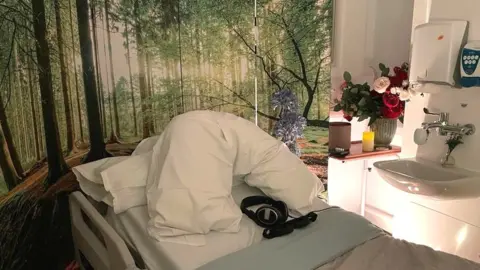 A treatment room where patients in the trial were given a psilocybin tablet