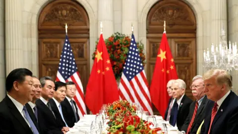 Reuters US President Donald Trump, US Secretary of State Mike Pompeo, US President Donald Trump's national security adviser John Bolton and Chinese President Xi Jinping attend a working dinner after the G20 leaders summit in Buenos Aires, Argentina, 1 December