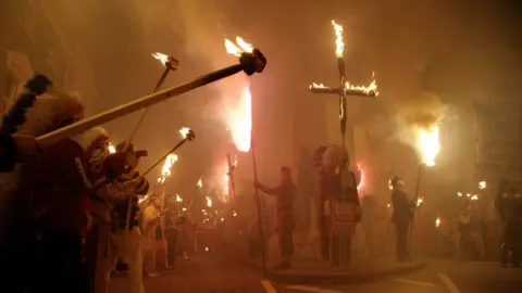 Getty Images Lewes Bonfire in 2005