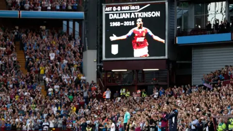 Reuters Aston Villa tribute to Dalian Atkinson on a big screen at Villa Park
