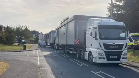 Picture supplied Lorries stuck in Sible Hedingham