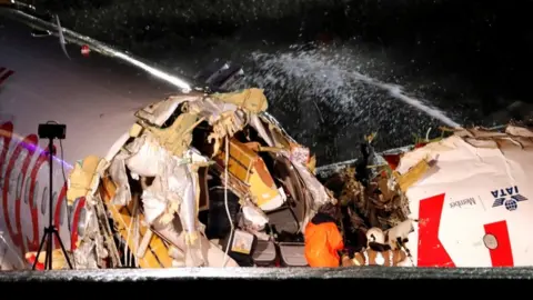 Reuters The plane after skidding off the runway