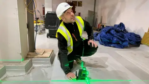 Nikki Fox/BBC Builder working on new surgical hub at Colchester