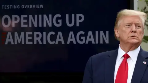 Getty Images US President Donald Trump participates in the daily briefing of the coronavirus task force