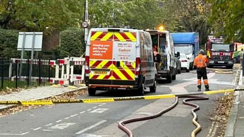 Cordon at the scene of the gas leak