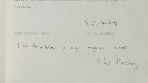 Cambridge University/Stephen Hawking Hawking PhD