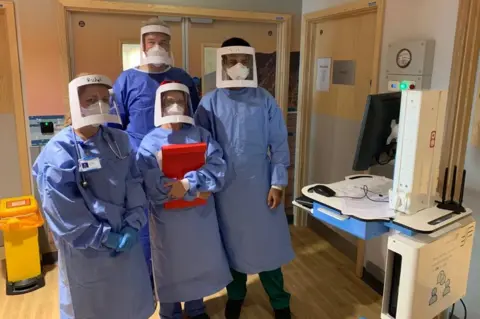 BBC Paul Whitaker (back) and colleagues