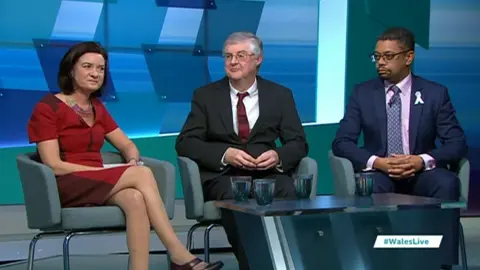 BBC Eluned Morgan, Mark Drakeford and Vaughan Gething