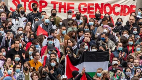 Getty Images A pro-Palestinian protest at Harvard University