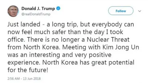 Twitter A tweet from President Trump