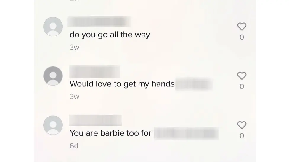 TikTok Examples of sexually suggestive comments the BBC identified on TikTok