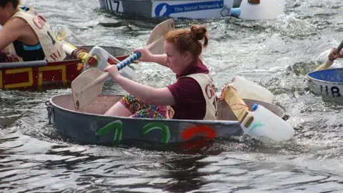 Tin Bath Championships woman in tin bath