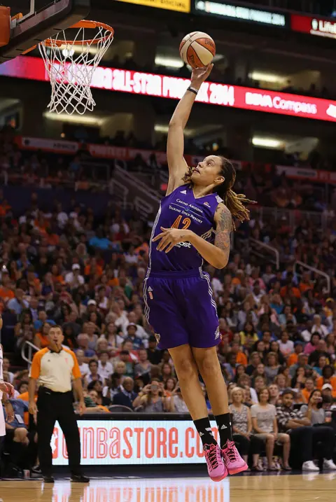 Getty Images Western Conference All-Star Brittney Griner #42 of the Phoenix Mercury attempts a slam dunk against the Eastern Conference during the first half of the WNBA All-Star Game at US Airways Center on July 19, 2014 in Phoenix, Arizona