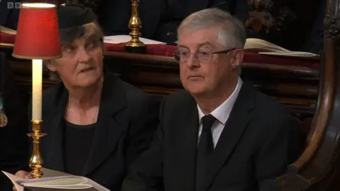 Mark Drakeford attends funeral service