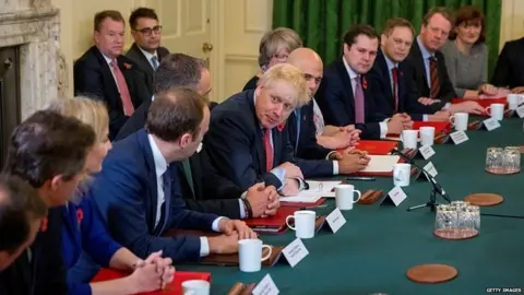 Getty Images Boris Johnson addresses the last cabinet meeting before the election