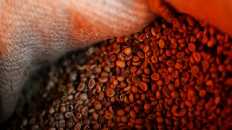 Reuters Coffee beans pictured inside a sack