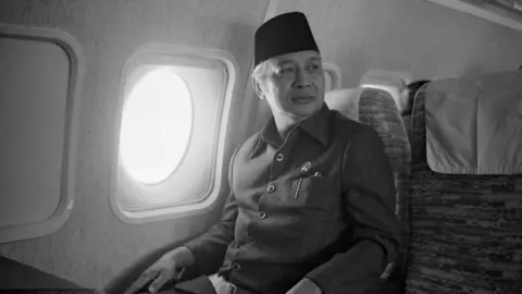 Francois LOCHON Suharto on board of his private plane during his trip in Java, Indonesia on February 3rd, 1978