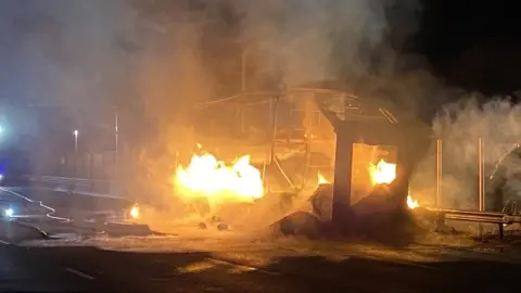 National Highways Motorway lorry fire