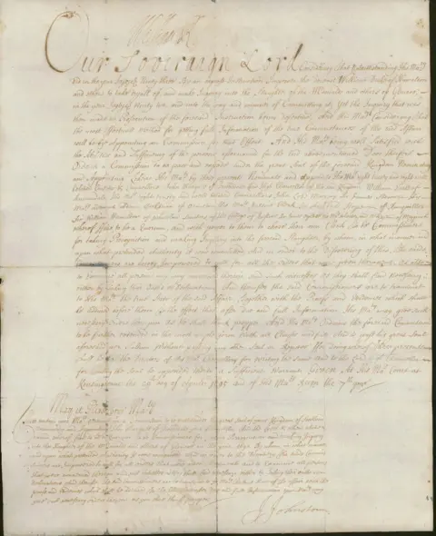 NAtional Museuems Scotland A warrant for an inquiry into the Glencoe massacre, signed by King William III