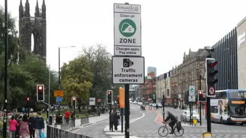 Newcastle City Council A Clean Air Zone sign near the civic centre