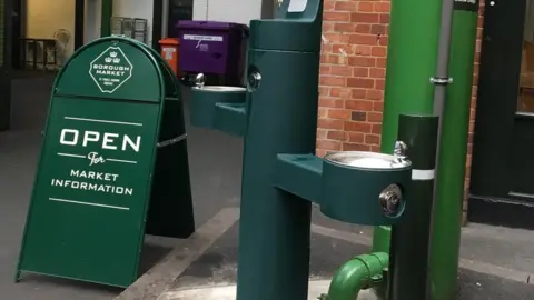 water fountain at Borough Market in London