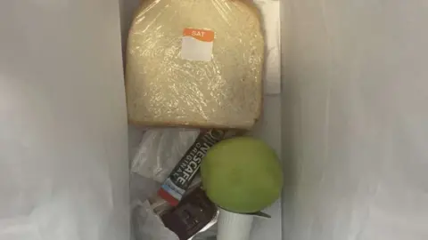 BBC Pieces of bread given to a student isolating in Nottingham