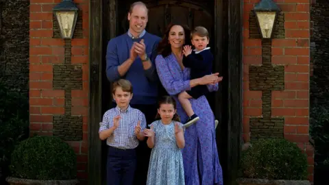 Kensington Palace The Duke and Duchess of Cambridge with their three children Prince George (left), Princess Charlotte and Prince Louis