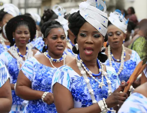 EPA Ivorians attend a parade during the Generation Festival in Abobodoume village, Ivory Coast, 08 September 2018.