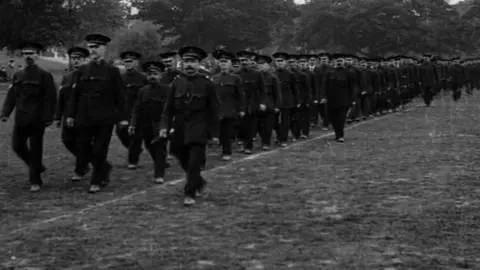 British Pathe Special Constables are presented with badges