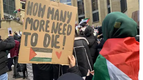BBC Hundreds of protesters were in Glasgow to demand a ceasefire