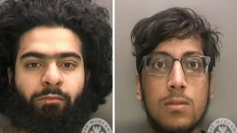 West Midlands Police Mugshots of Safwaan Mansur (left) and Hanzalah Patel