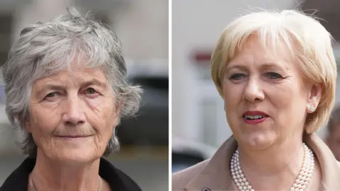 PA Media To the left of the image is Catherine Connolly, a woman with short grey hair. To the right is Heather Humphreys, a woman with short blonde hair. Both are pictured from the shoulders up. 
