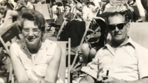 Kimber family Black and white photo shows Ivy with her late husband Bernard in Hunstanton in the early 1960s