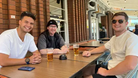 Kenny, Ben and James at the pub